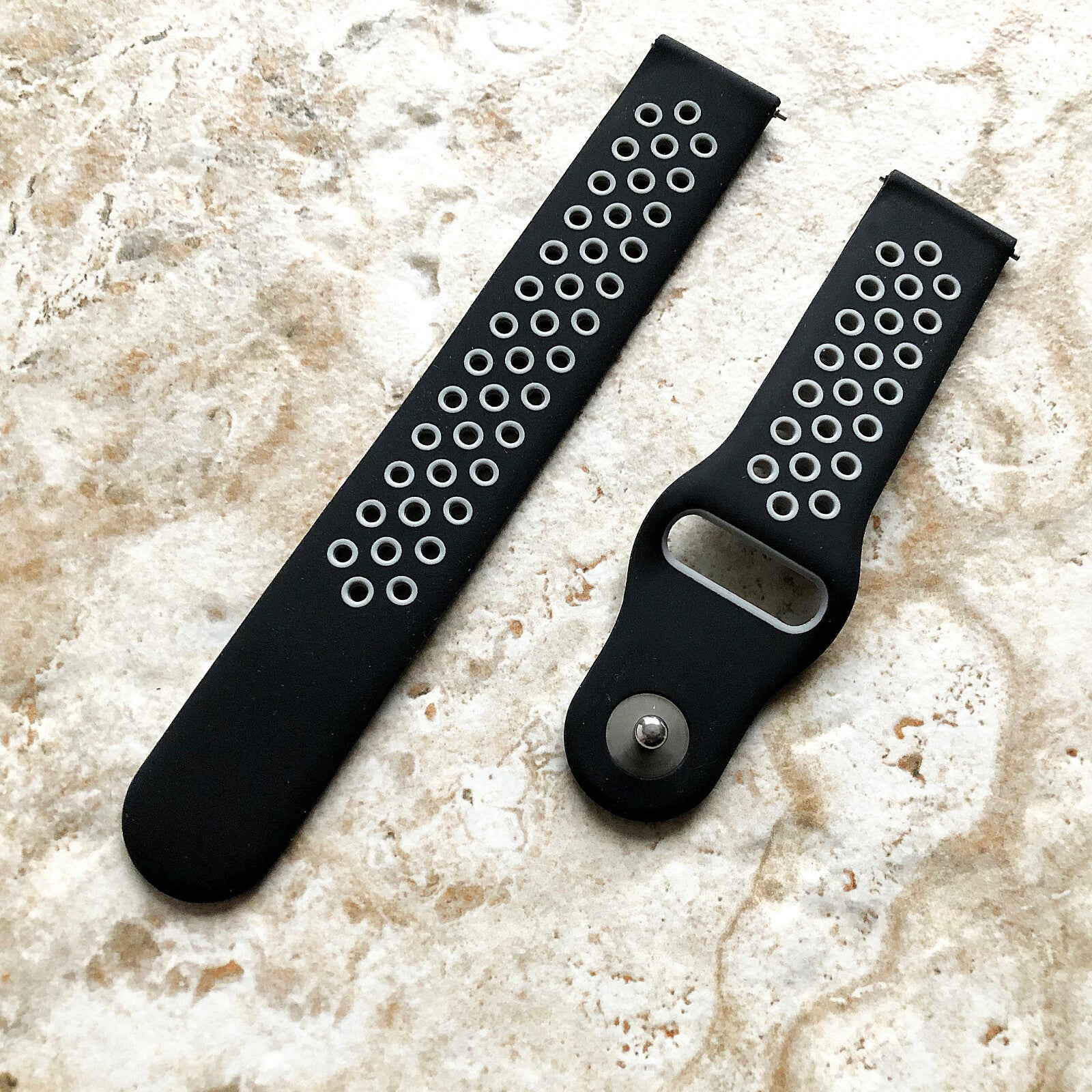 Black And Gray Rubber Sports Band For Garmin Vivomove Hr, Style Luxe Trend -b20