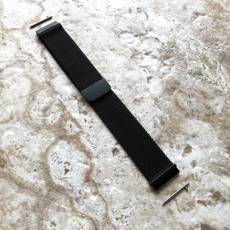 Black Stainless Steel Milanese Band For Garmin Vivomove Trend & Sport - B20
