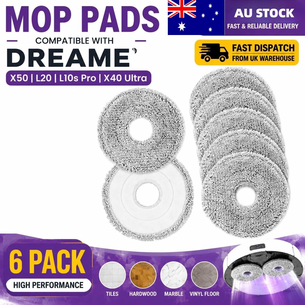 6-12pack Mop Pads 6 Pack For Dreame X50 L20 L10s Pro Mova P10 P50
