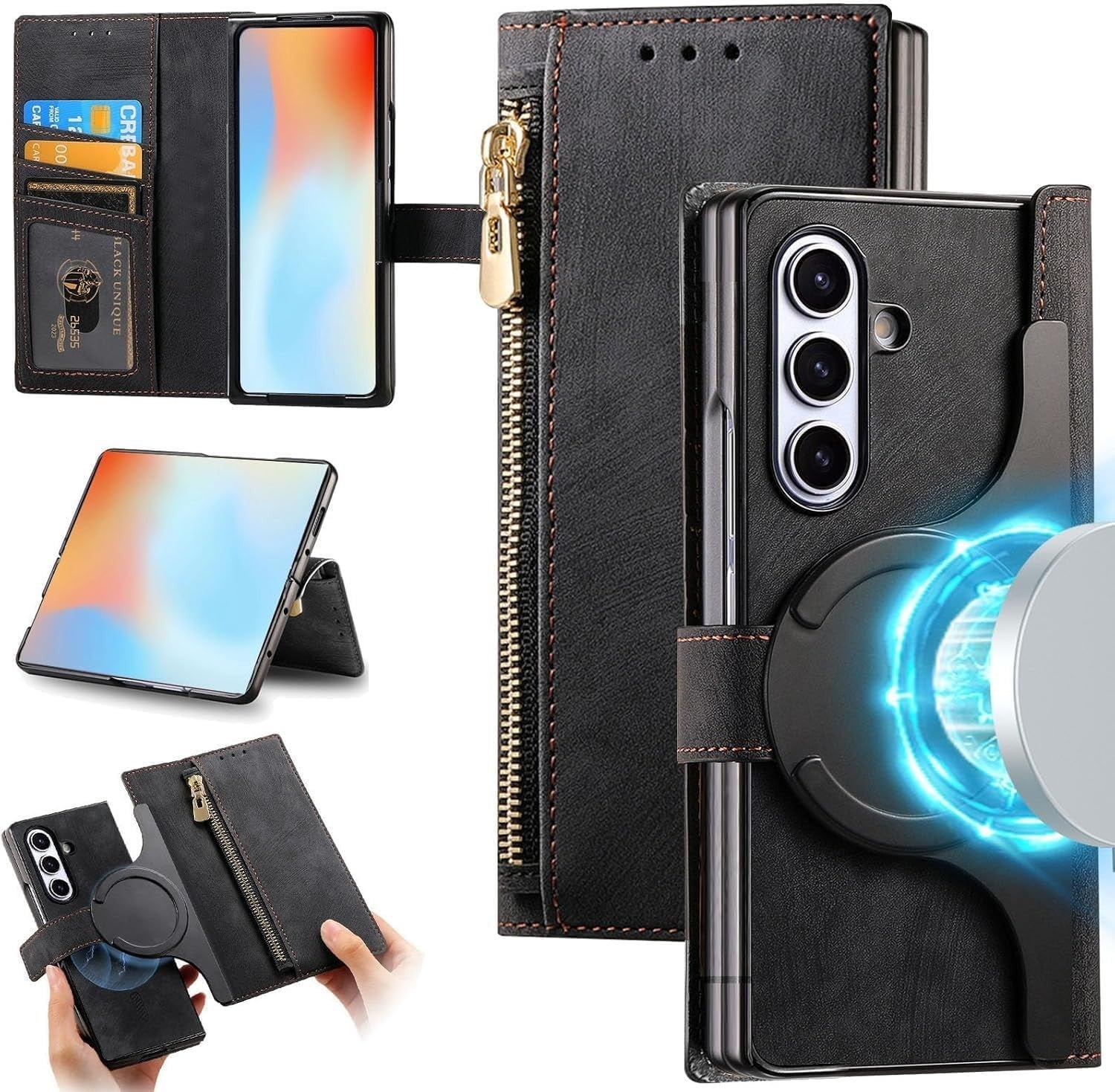 Samsung Galaxy Z Fold 7 Case With Detachable Magnetic Wallet And Shockproof Desi
