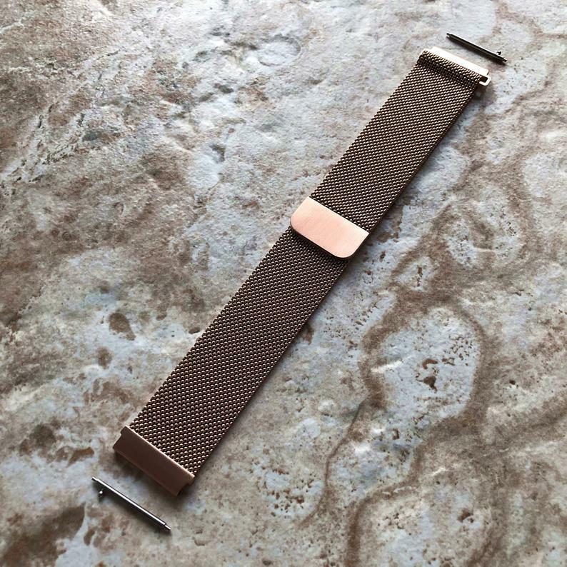 Rose Gold Stainless Steel Band For Garmin Vivomove Hr, Style Luxe Trend -b20