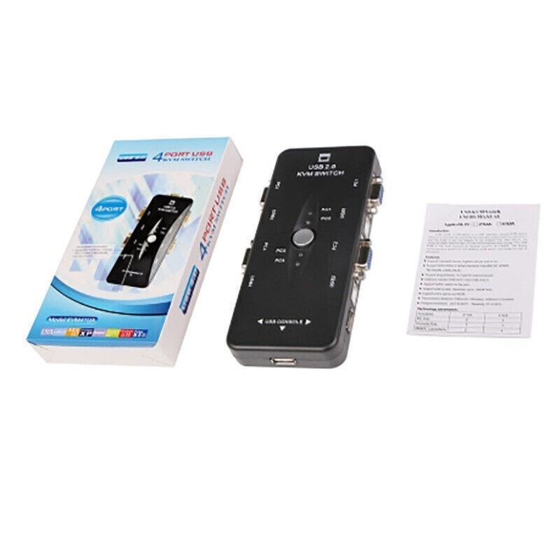 4 Ports Usb 2.0 Kvm Switch Box Vga Video Adapter Switcher For Pc Video Monitor