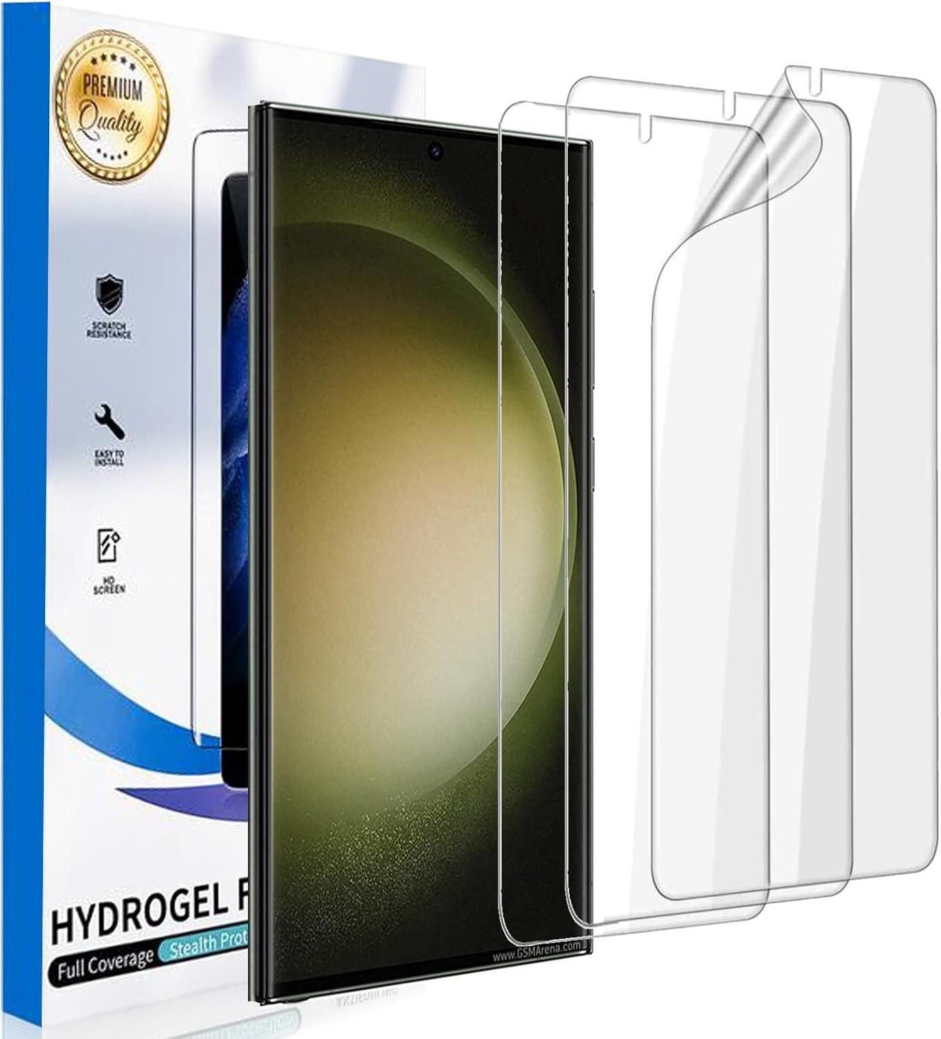 3 Pack For Samsung Galaxy S23 Ultra Screen Protector, Full Cover Hydrogel