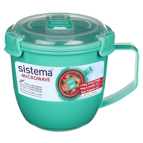 Sistema Microwave Soup Mug, Large | 900 Ml Microwave Food Container With Stea...