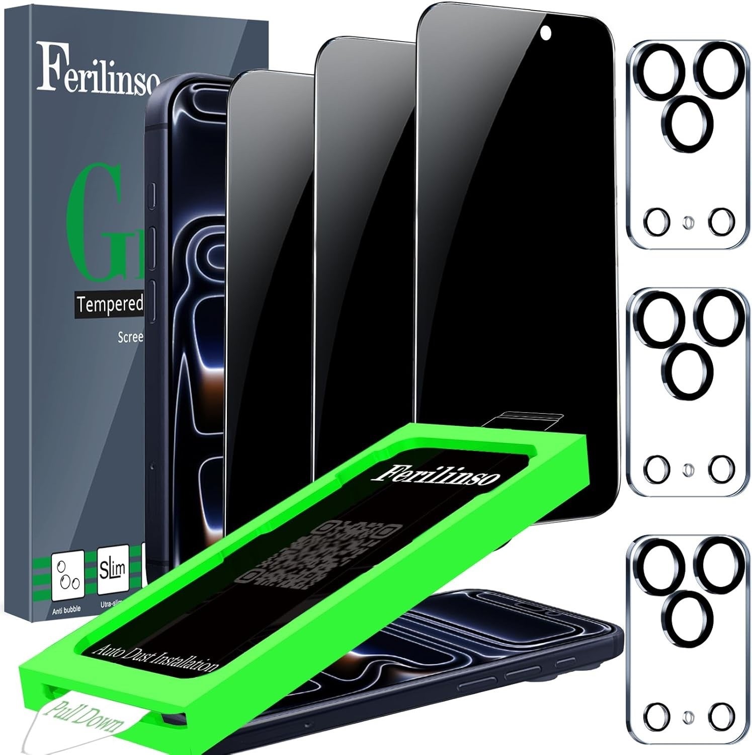 3 Pack Privacy Screen Protector & Camera Lens Protector For Iphone 17 Pro Max