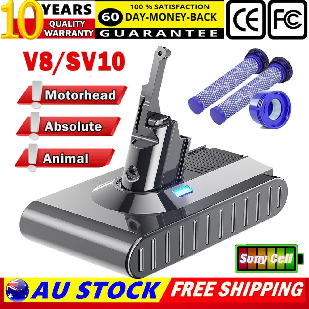 For Dyson V8 6800mah Battery V8 Animal V8 Motorhead Sv10 V8 Absolute With Filter
