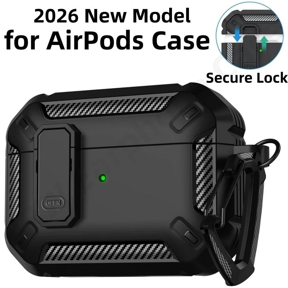 For Apple Airpods 5 4 Anc Heavy Duty Shockproof Armor Case Lock Cover Carabiner