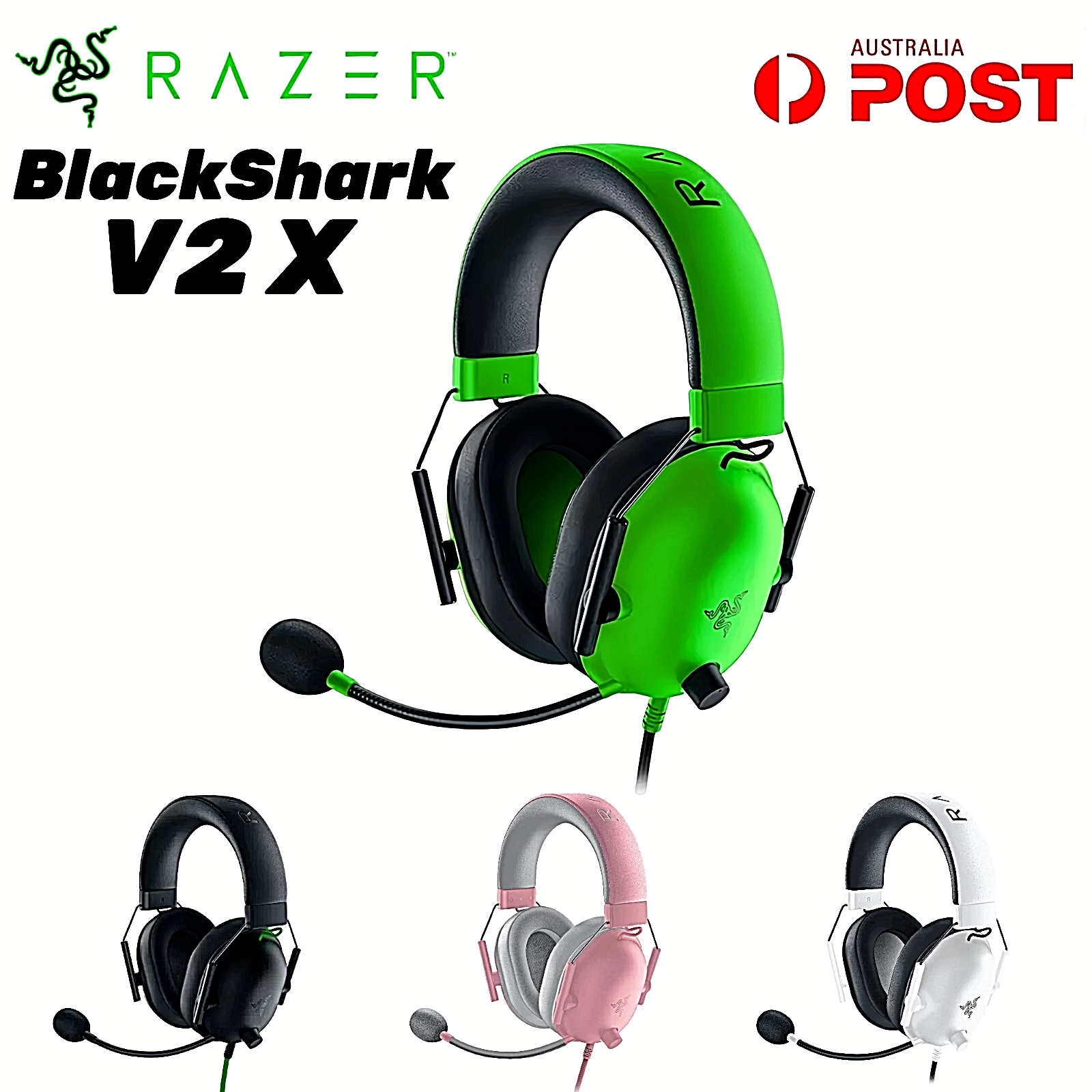 Razer Blackshark V2 X Gaming Headphones Wired Over Ear Headset Earphones Mic Au