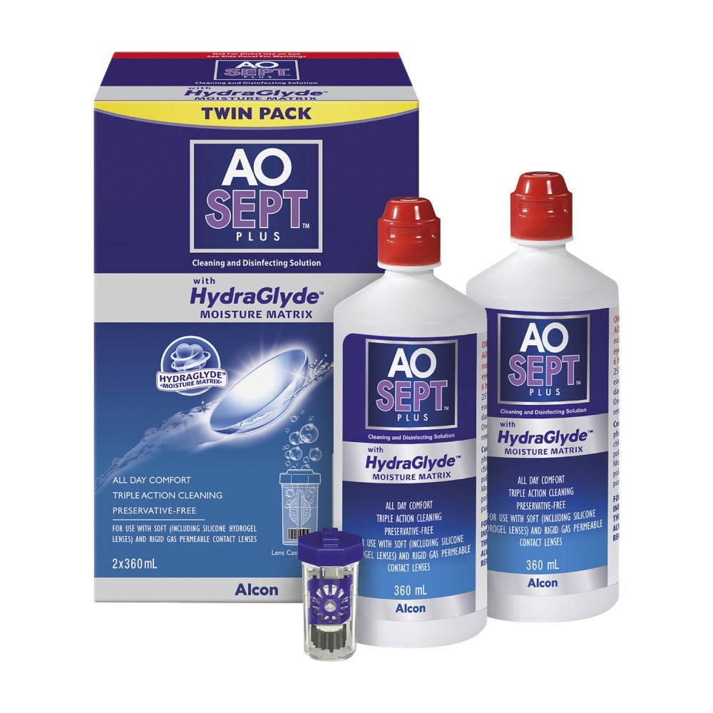 Aosept Plus Cleansing And Disinfecting Solution With Hydraglyde Twin