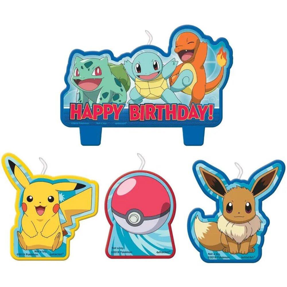 Pokemon Birthday Candle Set 4pcs Kids Cake Decorations Pikachu Party