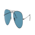 RAY-BAN Unisex Sunglasses RB3689 Aviator Metal II - Frame color: Gunmetal, Lens color: Blue