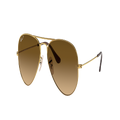 RAY-BAN Unisex Sunglasses RB3025 Aviator Gradient - Frame color: Gold, Lens color: Brown