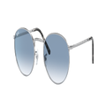 RAY-BAN Unisex Sunglasses RB3637 New Round - Frame color: Silver, Lens color: Clear Gradient Blue