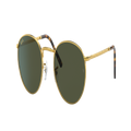 RAY-BAN Unisex Sunglasses RB3637 New Round - Frame color: Gold, Lens color: Green