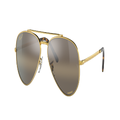 RAY-BAN Unisex Sunglasses RB3625 New Aviator - Frame color: Gold, Lens color: Silver/Brown
