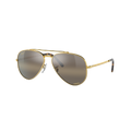 RAY-BAN Unisex Sunglasses RB3625 New Aviator - Frame color: Gold, Lens color: Silver/Brown