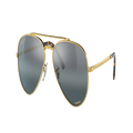 RAY-BAN Unisex Sunglasses RB3625 New Aviator - Frame color: Gold, Lens color: Silver/Blue