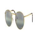 RAY-BAN Unisex Sunglasses RB3637 New Round - Frame color: Gold, Lens color: Silver/Green