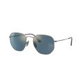 RAY-BAN Unisex Sunglasses RB8148 Hexagonal Titanium - Frame color: Gunmetal, Lens color: Polarized Blue Mirror Gold