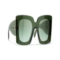 CHANEL Woman Sunglasses Square Sunglasses CH5480H - Frame color: Dark Green, Lens color: Green