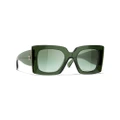 CHANEL Woman Sunglasses Square Sunglasses CH5480H - Frame color: Dark Green, Lens color: Green