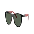 RAY-BAN Unisex Sunglasses RB9077S Kids Bio-Based - Frame color: Black On Red, Lens color: Dark Green