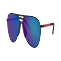 PRADA LINEA ROSSA Man Sunglasses PS 51XS - Frame color: Matte Black, Lens color: Light Green Mirror Blue