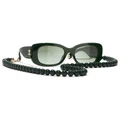 CHANEL Woman Sunglasses Rectangle Sunglasses CH5488A - Frame color: Dark Green & Gold, Lens color: Green