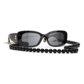 CHANEL Woman Sunglasses Rectangle Sunglasses CH5488A - Frame color: Black & Gold, Lens color: Grey
