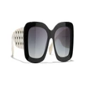 CHANEL Woman Sunglasses Rectangle Sunglasses CH5483A - Frame color: Black & White, Lens color: Grey