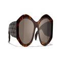CHANEL Woman Sunglasses Oval Sunglasses CH5486 - Frame color: Dark Tortoise, Lens color: Brown