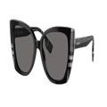 BURBERRY Woman Sunglasses BE4393 Meryl - Frame color: Black/Check White Black, Lens color: Dark Grey Polarized