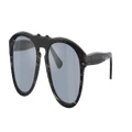 PERSOL Unisex Sunglasses PO0649CO 649 Series - Horn - Frame color: Polished Black, Lens color: Light Blue Mirror Silver