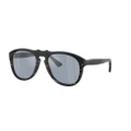 PERSOL Unisex Sunglasses PO0649CO 649 Series - Horn - Frame color: Polished Black, Lens color: Light Blue Mirror Silver