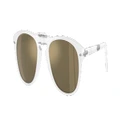 PERSOL Man Sunglasses PO0714SM 714SM - Steve McQueen Exclusive - Frame color: Opal Ivory, Lens color: Clear Mirror 24K Gold Plated