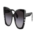BURBERRY Woman Sunglasses BE4393 Meryl - Frame color: Black/Check White Black, Lens color: Grey Gradient