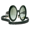 CHANEL Woman Sunglasses Round Sunglasses CH5489 - Frame color: Dark Green & Gold, Lens color: Green