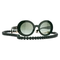 CHANEL Woman Sunglasses Round Sunglasses CH5489 - Frame color: Dark Green & Gold, Lens color: Green