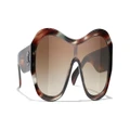 CHANEL Woman Sunglasses Shield Sunglasses CH5497B - Frame color: Brown Tortoise & Gray, Lens color: Brown