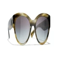 CHANEL Woman Sunglasses Butterfly Sunglasses CH5498B - Frame color: Green Tortoise & Gray, Lens color: Gray