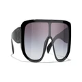 CHANEL Woman Sunglasses Shield Sunglasses CH5495 - Frame color: Black, Lens color: Gray