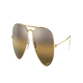 RAY-BAN Unisex Sunglasses RB3025 Aviator Chromance - Frame color: Gold, Lens color: Silver/Brown
