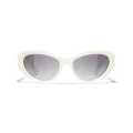 CHANEL Woman Sunglasses Cat Eye Sunglasses CH5513 - Frame color: White, Lens color: Grey