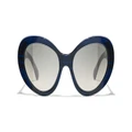 CHANEL Woman Sunglasses Oval Sunglasses CH5515A - Frame color: Blue Tweed, Lens color: Grey