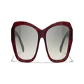 CHANEL Woman Sunglasses Butterfly Sunglasses CH5516 - Frame color: Red Tweed, Lens color: Grey