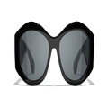 CHANEL Woman Sunglasses Oval Sunglasses CH5486 - Frame color: Black, Lens color: Grey