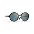 CHANEL Woman Sunglasses Round Sunglasses CH5522U - Frame color: Black, Lens color: Blue