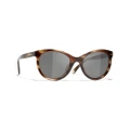 CHANEL Woman Sunglasses Pantos Sunglasses CH5523U - Frame color: Striped Brown, Lens color: Dark Grey