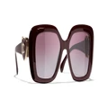 CHANEL Woman Sunglasses Square Sunglasses CH5518 - Frame color: Burgundy, Lens color: Burgundy