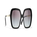 CHANEL Woman Sunglasses Square Sunglasses CH5521A - Frame color: Black, Lens color: Grey